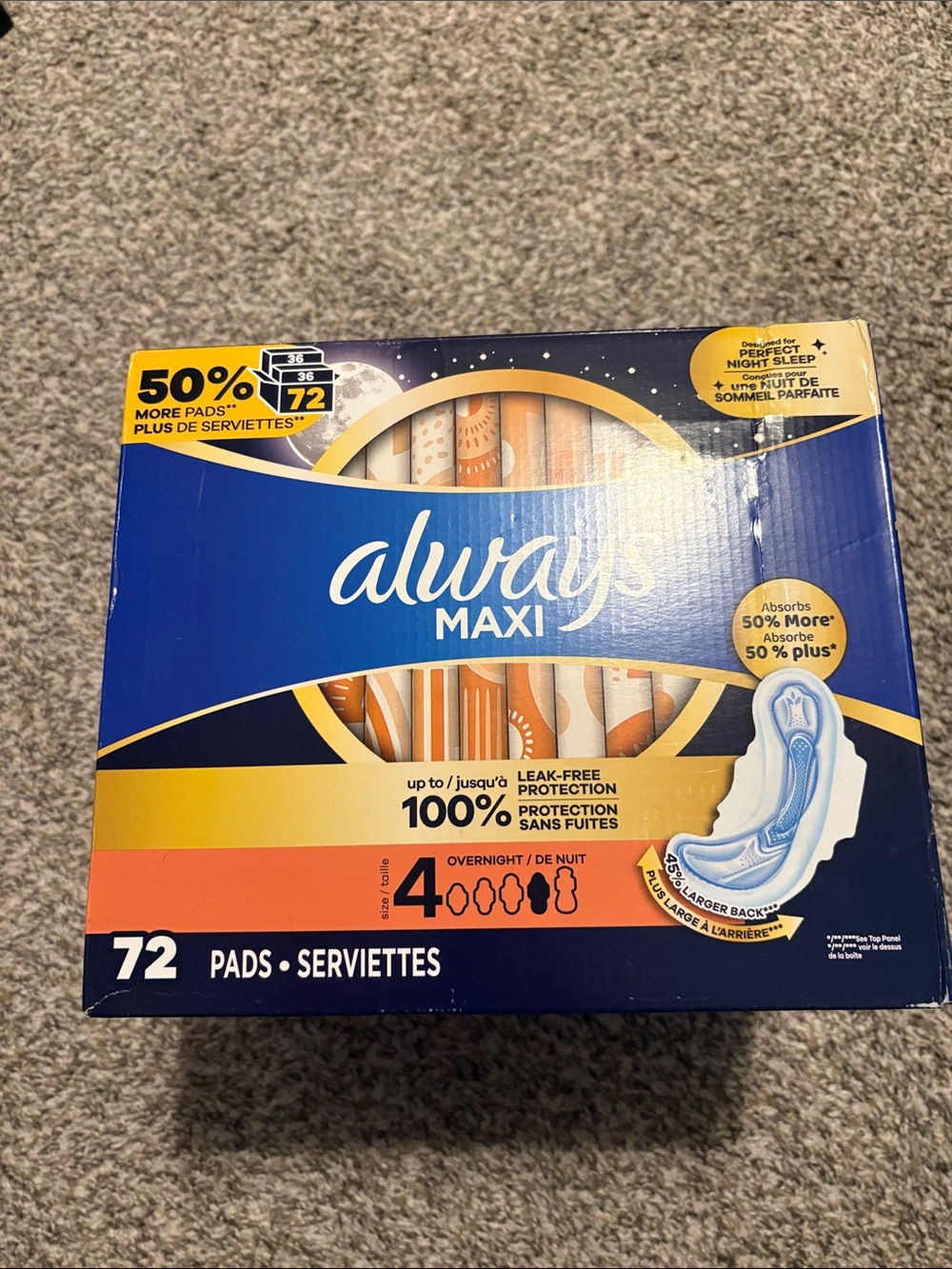 Always Maxi Overnight Pads size 4. 72 pads - Picture 4 of 6